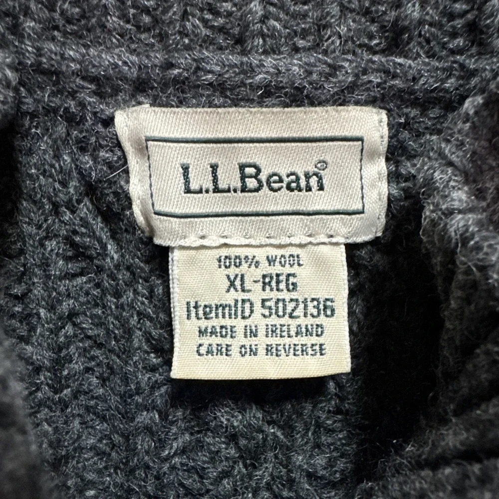 VTG LL Bean Wool Cardigan Sweater Womens XL Chunky Cable Knit Fisherman Ireland - Picture 8 of 10